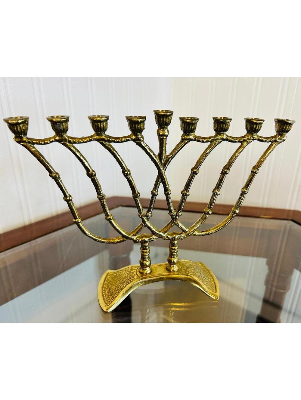 Vintage Wainberg Brass Menorah Israel Judaica Candle Holder